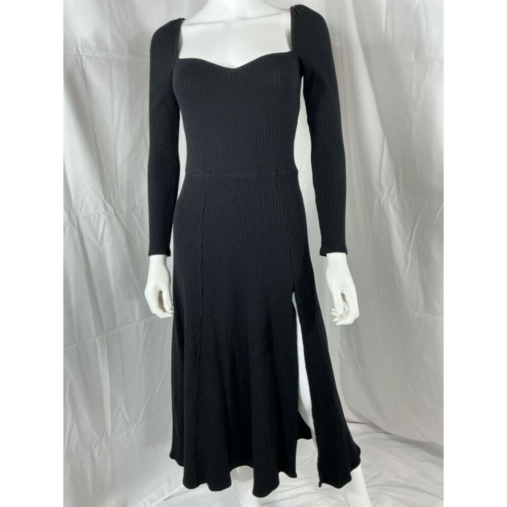 Reformation Women Banks Knit Dress Basic Sleeved Black M - Picture 2 of 3